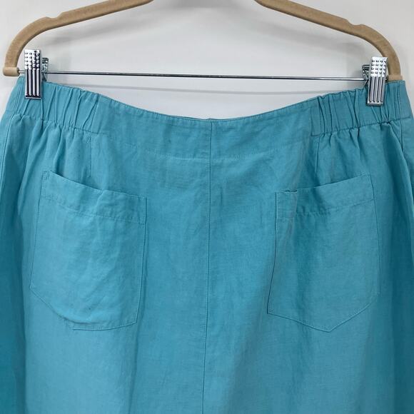 Vintage Easy Spirit Blue Silk Linen Blend Zip Lightweight Pockets Pencil Skirt - Picture 9 of 9